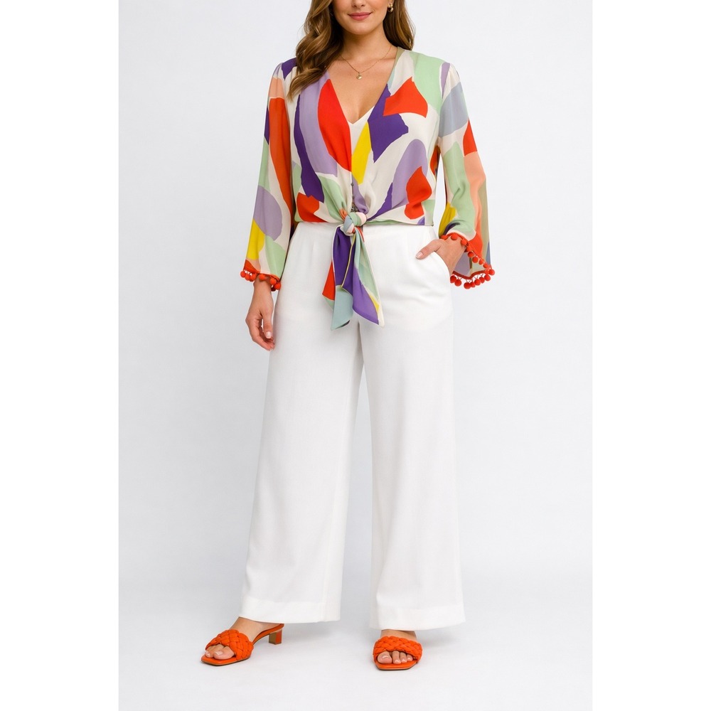 Alice + Olivia Abstract Top Women Medium Statement Dopamine Maximalist Whimsical